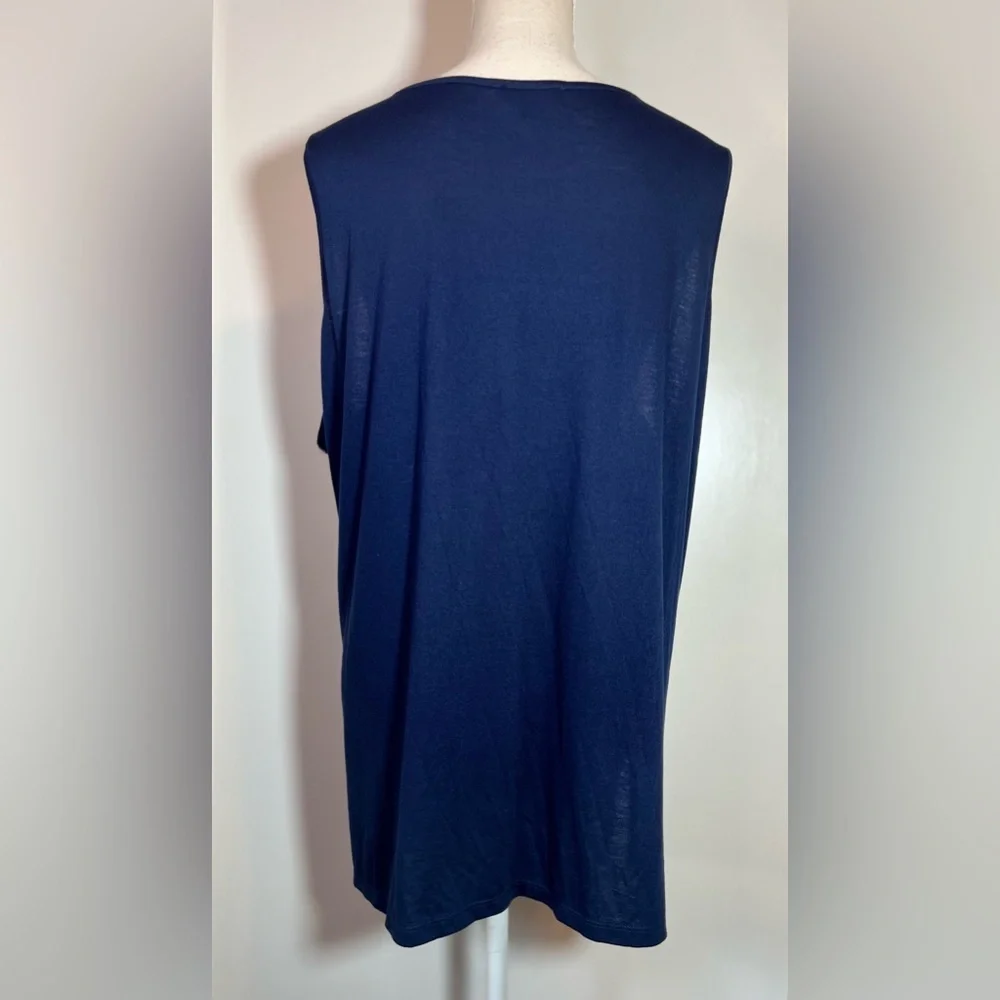 DG2 by Diane Gilman Blouse Floral Print Women’s Size 3X Navy Back - Picture 4 of 9